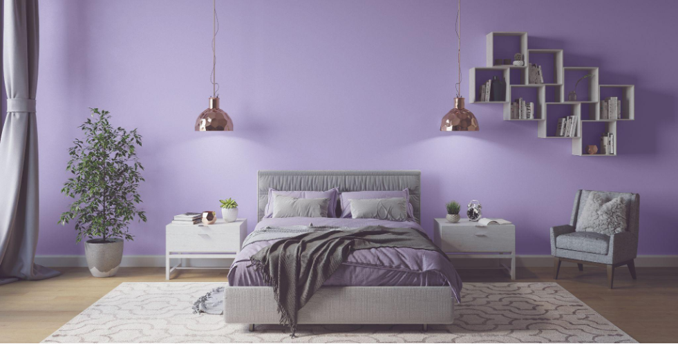 lila megvilágított szoba